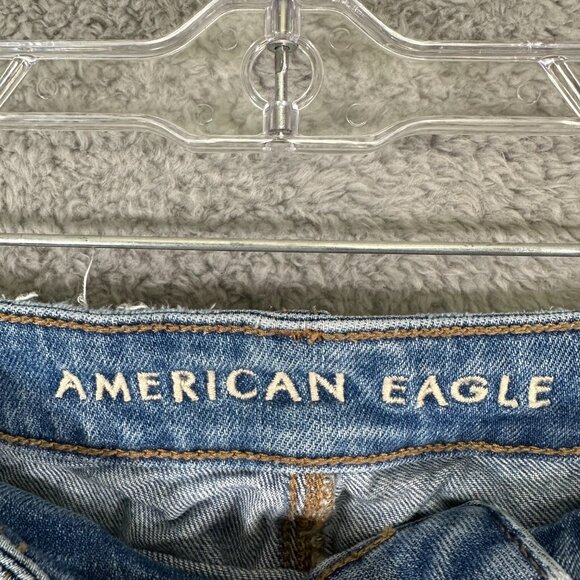 American Eagle Cut-Off Jean Shorts Embroidered Floral Women's 00 Denim Stretch - Picture 9 of 13